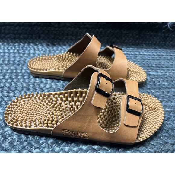Birkenstock Shoes - Birkenstock Birkis Noppy Sandals Brown Massage Size 43 RARE